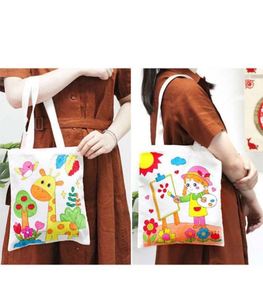 Christmas Handmade Custom Cartoon Eco <b>Canvas</b> Bag Children's Hand Painted Graffiti Handbag DIY Gift Cotton Christmas Shopping Bag - Product Image 4