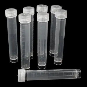Şeffaf plastik test tüpü kapaklı 16x100mm (10 ml) test laboratuvarı tüpü için uygun bilimsel deneyler