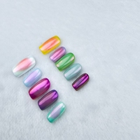 Meilleure qualité couleur magique moyen court oeil de chat réutilisable portant des pièces d'ongles faux ongles