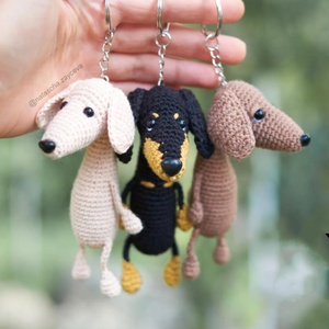 LLavero de juguete de animal encantador de peluche hecho a mano, <span class=keywords><strong>cachorro</strong></span> de ganchillo personalizado, Amigurumi, perro <span class=keywords><strong>salchicha</strong></span>, muñeco de perro <span class=keywords><strong>salchicha</strong></span> de ganchillo para regalo de bebé - Product Image 5