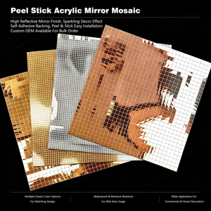 Wholesale 200x200mm Peel Stick <b>Acrylic</b> Mirror Mosaic Tile <b>1mm</b> Square Mini Mirror Mosaic Wall Decor <b>Sheet</b> for Wedding OEM Factory - Product Image 2