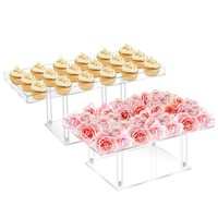 Plateau carré en acrylique transparent pour pâtisserie, support de présentation pour gâteaux, cupcakes, desserts, décoration de buffet à domicile pour les fêtes