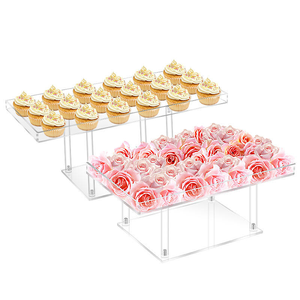 Plateau carré en acrylique transparent pour pâtisserie, support de présentation pour gâteaux, cupcakes, desserts, décoration de <span class=keywords><strong>buffet</strong></span> à domicile pour les fêtes - Product Image 1