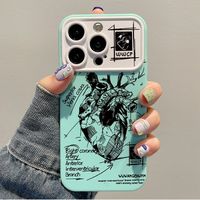 Mode étui de protection antichoc conception populaire Graffiti coeur anglais étui de téléphone pour iPhone 16 15 17 Pro Max 14 13 12 11 XS
