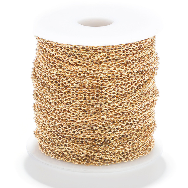 0.4 Line Diameter 1.5mm Wide Common Design Jewelry Making Chain Stainless Steel Gold Plated O Chain by Roll