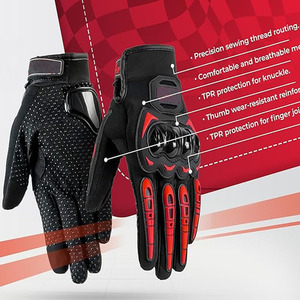 Gants de moto en cuir de vachette véritable pour homme et femme, gants de course tout-terrain à doigts entiers, gants personnalisés pour motards - Product Image 6
