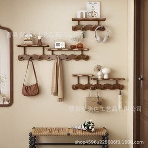 Modern Minimalist Wooden Coat Rack Wall Mounted Key Bag Organizer Entryway Home Use Easy Install - Product Image 1