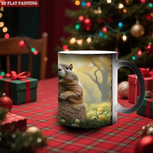 Mug de pique-nique pour l'extérieur, noir givré, 11 oz, en céramique, tasse magique sensible à la chaleur - Product Image 1