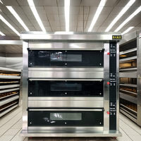 Four à pain au gaz en acier inoxydable de haute qualité avec contrôle de la température, 3 niveaux, 12 plateaux, fours à pain