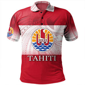 Polos personnalisés pour hommes grande taille avec <span class=keywords><strong>drapeau</strong></span> tahitien, couleur avec motifs traditionnels, polo imprimé en 3D pour hommes - Product Image 1