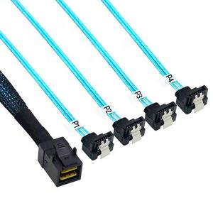 6Gbps MINI SAS SFF-8643 ถึง 4 พอร์ต SATA 90 องศาเซิร์ฟเวอร์คอมพิวเตอร์ HD ฮาร์ดไดรฟ์สายเคเบิลข้อมูล - Product Image 1
