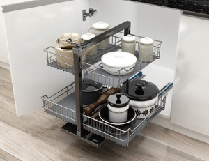 Heavy Duty 559mm 2-Tier Dark Gray Anti-Slip Liner For Restaurant Under <b>Sink</b> Cabinet Bottom Pull Out Drawer <b>Storage</b> Basket - Product Image 1