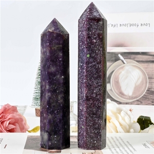 Venta al por mayor de torres de cristal natural, varitas de cuarzo, puntas de piedras preciosas sueltas, puntas de lepidolita para manualidades y decoración del hogar - Product Image 2