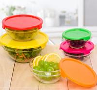 5 ensembles de bol en verre rond écologique pour la décoration de la maison résistant à la chaleur avec couvercle pour salade de fruits