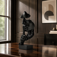 Abstrakte Harz-Statue Figurine Schweigen ist Gold Skulptur Schreibtisch-Ornament für Wohnzimmer Büro Heim-Dekoration