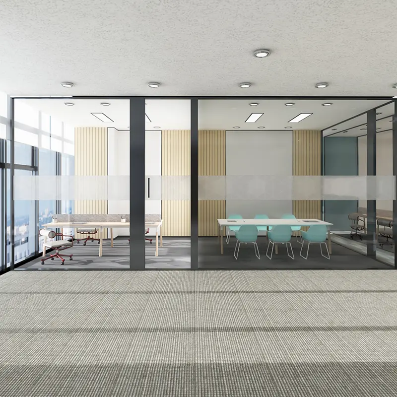 Özelleştirme modern hareketli alüminyum çerçeve kayar ofis cam bölme paneli açık yemek odası ahşap bölme panosu duvar