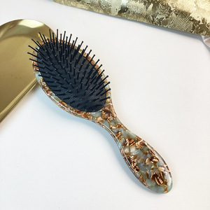 Peluquería Airbag Oval Detangling Hair Comb Brush Acetato Celulosa con cojín de aire Almohadillas para dientes Tortoiseshell Hair Brush - Product Image 2