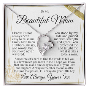 Collier personnalisé « Fils à Maman » avec carte texte personnalisée – Pendentif cœur classique en cuivre, fournitures de fête pour la fête des Mères - Product Image 1