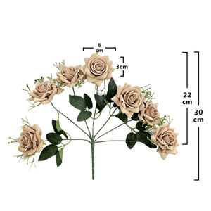 Rosa Decorativa Artificiale di Alta Qualità con 7 Teste di Gypsophila e Corna di Cervo, in Velluto, per Interni - Product Image 2
