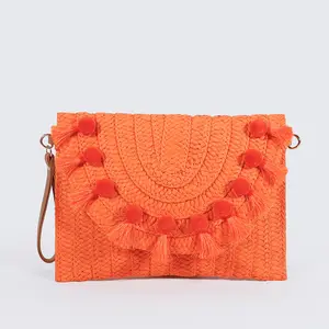 2023 Women Crossbody Clutch Purse Handbag Evening Summer Beach Handmade Woven Envelope Straw Bag