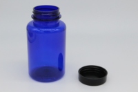 Bouteilles vides en plastique PET pour capsules de vitamines, avec bouchon à vis, petites, bleues, anti-lumière, personnalisables en couleur et capacité, vente en gros