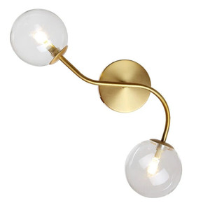 Moderno creativo doble cabeza bola de cristal claro cubierta montaje en pared lámpara de oro pared de metal - Product Image 3