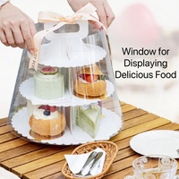 Benutzer definierter Griff Dessert Tower Karton Verpackungs box Sweet Cake Box Plastik fenster mit Band Logo Geschenk boxen Cupcake