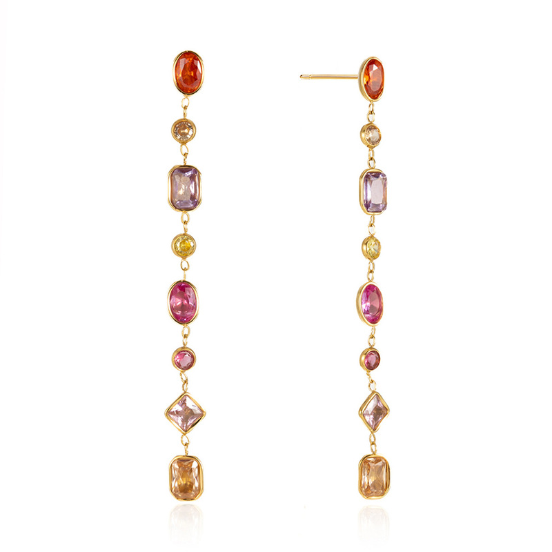 Light Luxury Multicolored Zircon Long Dangle