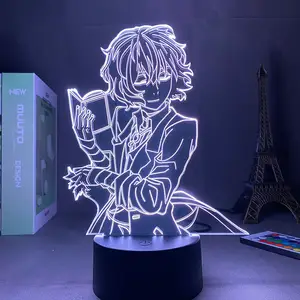 TW-2518 D'avatar D'anime Bungo Chiens Errants Osamu Dazai 3D LED Lampe Capteur Tactile Acrylique LED veilleuse Pour Enfants Cadeaux