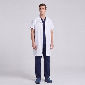 Camici Bianchi Medici, Uniformi per Dottori e Infermieri, Abbigliamento da Laboratorio per Studenti, Maniche Lunghe e Corte, Cotone e Poliestere, Logo Personalizzabile - Product Image 3