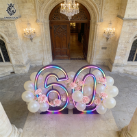 Chiffres néon lumineux populaires de 3 et 4 pieds, RVB, étanches IP65, pour décorations d'anniversaire, de mariage, de fête et de voiture