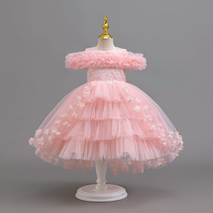 Nuevo Vestido <span class=keywords><strong>de</strong></span> Princesa con Hombros Descubiertos, <span class=keywords><strong>de</strong></span> Tul con Capas y Cola, para Niñas, Ideal para Fiestas Formales, Bodas y Eventos Especiales - Product Image 3