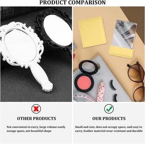 Espejo de bolsillo de cuero Pu rectangular blanco de alta calidad con logotipo personalizado pequeño espejo de maquillaje de viaje con bolsa de Pu - Product Image 5