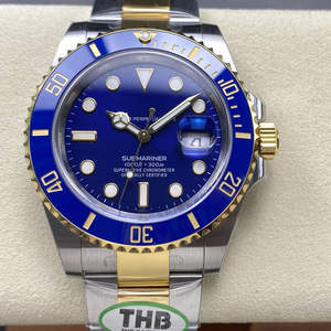Buceo de alta calidad Mecánico 41mm THB Fábrica 904l Acero ETA 3235 Movimiento Cerámica azul Reloj dorado de dos tonos - Product Image 1