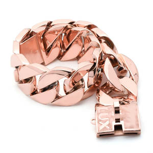 Cerradura de seguridad personalizada superventas, cadena de perro de 42mm, collar de oro rosa - Product Image 3