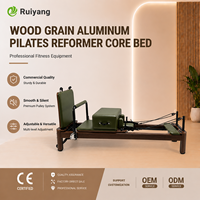 Lit de Pilates Reformer en aluminium à grain de bois, portable, réglable, pour studio commercial, équipement de fitness et de santé, pliable et durable