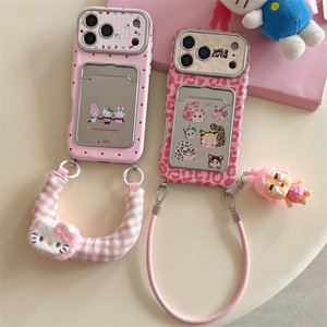 Coque de téléphone portable pour iPhone 17 16 Pro Max avec motif chat KT de dessin animé, miroir, lanière, support Cry baby, sangle mignonne et anneau de maintien - Product Image 1