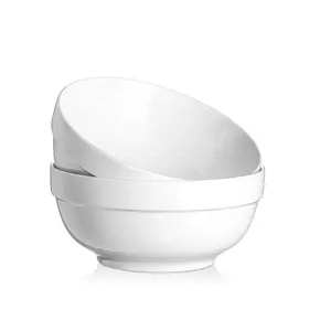 Wholesale Logo Printing ceramic salad bowl catering ceramic porcelain round noodle bowl for restaurant