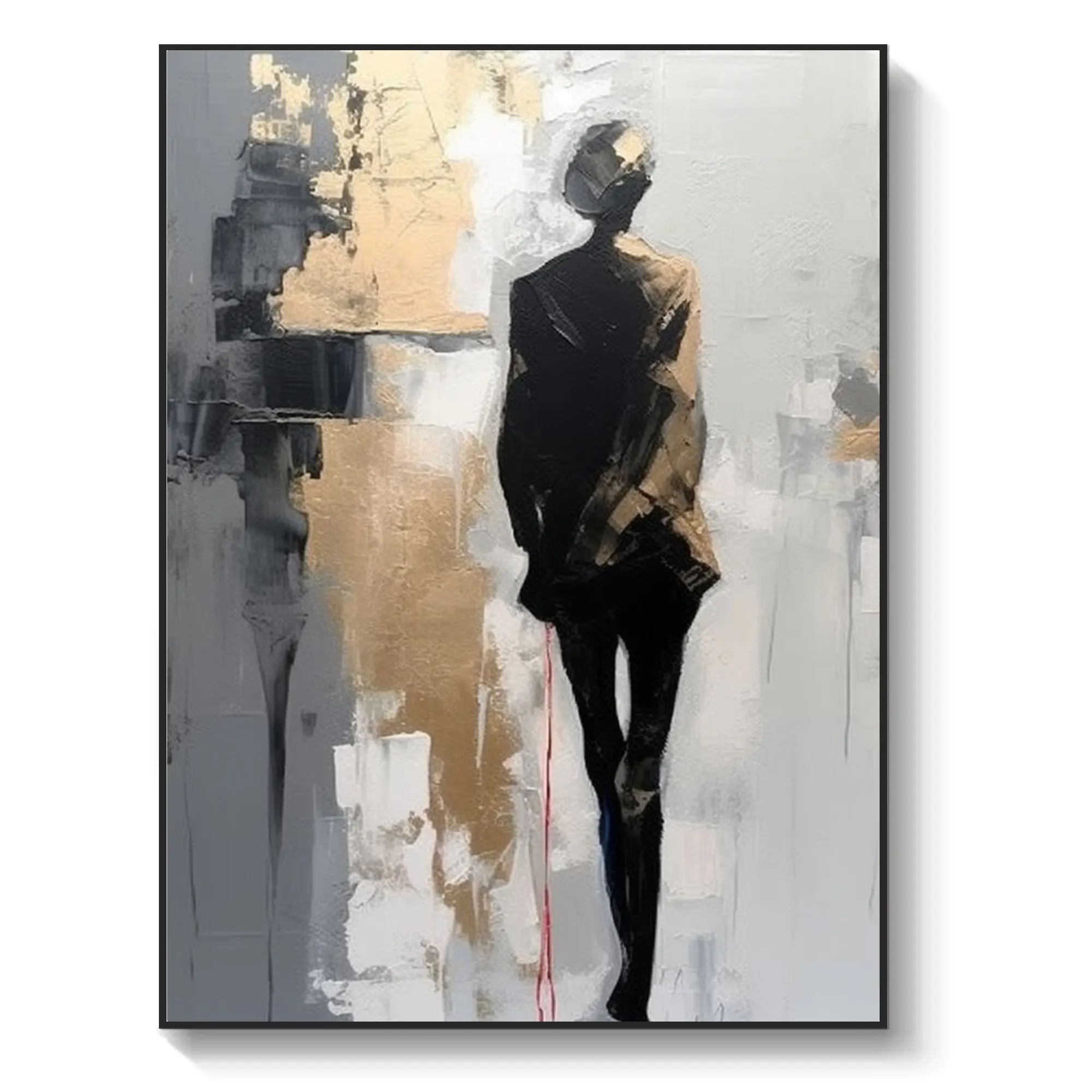 Persona solitaria, vista trasera de niña, arte de lienzo original, regalo para mujer, arte de habitación, pintura de damas, decoración de pared de salón