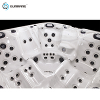 Sunrans Spa carré moderne 2,2 m pour extérieur, 5 personnes, en acrylique, 63 jets, système de contrôle Balboa
