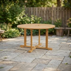 Table à manger en bois massif écologique, durable, imperméable, avec trou pour parasol, design scandinave moderne, meubles de maison stables, intérieur - Product Image 2