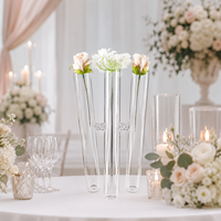 Nouvel ensemble de 3 cylindres en verre pour centre de table de mariage moderne, élégant vase doré rose, support de fleurs