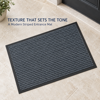 Tapis de porte d'entrée moderne HM à double nervure, surface 100% polyester, support en PVC, rayé, pour maisons, hôtels, couleurs personnalisées, OEM