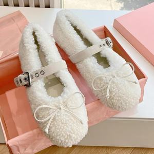 Elegantes Zapatos Planos MIU con Lazo para Mujer, Zapatos Casuales de Diseñador de Lujo, Zapatos de Invierno con Suela Suave y Ligera para Caminar - Product Image 3