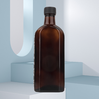 Vente en gros de bouteilles en verre ambré plates de 50 ml, 100 ml, 150 ml avec bouchon à vis noir, emballage en verre plat vide unique