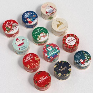 7.5cmの丸いクリスマス用金属缶、パーティーの記念品、小さなギフト包装、クッキー、キャンディー収納用のブリキ缶 - Product Image 2