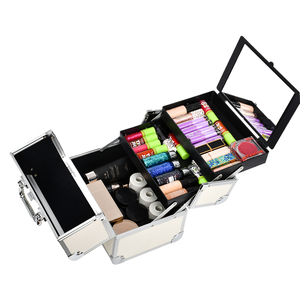Portable professionnel cosmétique Train Case grande capacité en aluminium Nail Art outil et maquillage boîte stockage Portable maquillage Case - Product Image 1