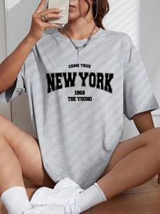 Quand 1968 le New York est jeune coton femme t-shirts surdimensionnés t-shirts quotidiens créativité Streettshirt vêtements décontractés individuels - Product Image 5