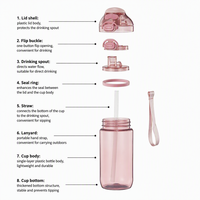 Bouteille de sport transparente en plastique de 750 ml, anti-fuite, écologique, compatible lave-vaisselle, pour usage extérieur, grande capacité, à boire directement