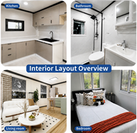 Villa conteneur portable de luxe extensible 20-40 pieds, maison préfabriquée mobile 2-3 chambres, hôtel, bureau, appartement, supermarché